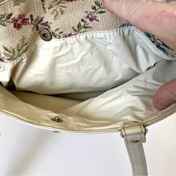 Vintage 80s MITZI Floral Tapestry Carpet Shoulder Tote Bag - Picture 13 of 17